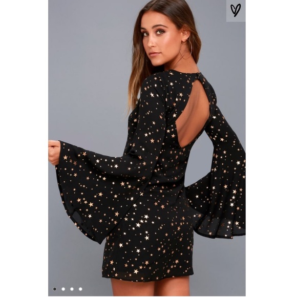 ⭐️ Lulu’s Shiny Rose Gold Star Dress ⭐️ - Picture 2 of 5